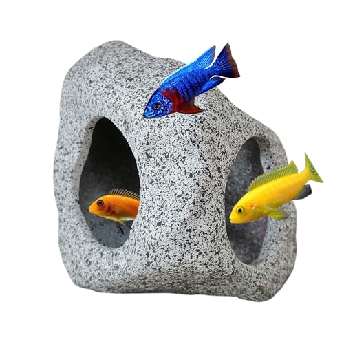 SpringSmart Aquarium-Versteck Felsenhöhle für Wasserhaustiere zum Zuchten, Spielen und Ausruhen, sichere und ungiftige Keramik-Aquarium-Ornamente, Dekostein für Betta von SpringSmart