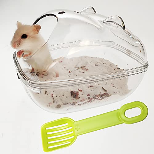 SpringSmart Hamster-Badezimmer mit Schaufel-Set, transparente Sandbadewanne mit großem Platz für kleine Tiere, Zwerghamster-WC (M (15,2 x 10,2 cm)) von SpringSmart