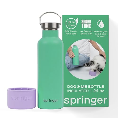 Springer Dog and Me 680.4 g Edelstahl Isolierte Wasserflasche - Kalt für 12+ Stunden - Tragbare Hundewasserflasche mit integriertem Reisewassernapf für Hunde, Tragbare Hundewasserflasche - Flieder / Springer Dog and Me 680.4 g Edelstahl Isolierte Wasserflasche - Kalt für 12+ Stunden - Tragbare Hundewasserflasche mit integriertem Reisewassernapf für Hunde, Tragbare Hundewasserflasche - Flieder / von Springer