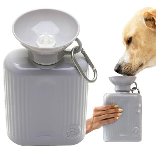 Springer Growler Reise-Hunde-Wasserflasche - 1,247.4 g große Hundewasserflasche mit patentiertem auslaufsicherem Design für Spaziergänge, Wandern und Reisen, BPA-freie Materialien (Grau) von Springer