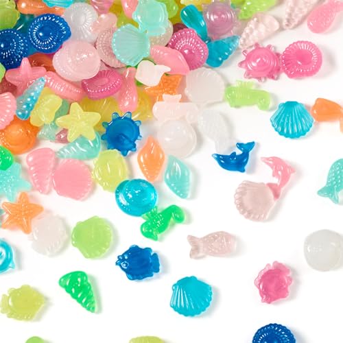 Spritewelry 300 Stück leuchtende Steine, die im Dunkeln leuchten, Muscheln, Muscheln, Meerestier, bunte dekorative Kieselsteine für Aquarien, Dekoration, Zubehör Spritewelry 300 Stück leuchtende Steine, die im Dunkeln leuchten, Muscheln, Muscheln, Meerestier, bunte dekorative Kieselsteine für Aquarien, Dekoration, Zubehör von Spritewelry