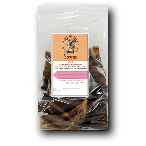 Spyrus Pferdekopfhaut Hunde Snack,Top Qualität,Voll Vitaminen & Mineralien,ohne Konservierungsstoffe Ideal Snack für zwischendurch und Trainingshappen(400g) von Spyrus