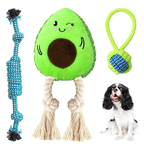 Sqinor Hundespielzeug Plüsch Quietschend Interaktives Stabiles Spielzeug für Große Kleine Hund und Welpen - Kuscheltier für Hunde (Avocado Hundespielzeug Set) von Sqinor