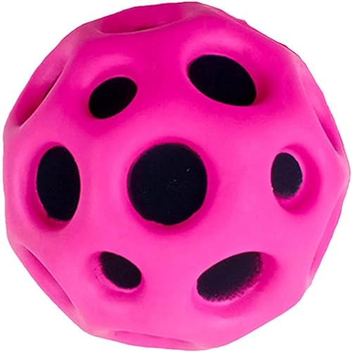 1 x Hot Pink Space Ball, Hüpfball, Mondball mit extrem hoher Sprungkraft, hochbelastbarer Schaumstofflochball, Mini-Hüpfball für Haustiere und Kinder, Partygeschenk, Calisthenics und Fähigkeit von SquarezhenBo