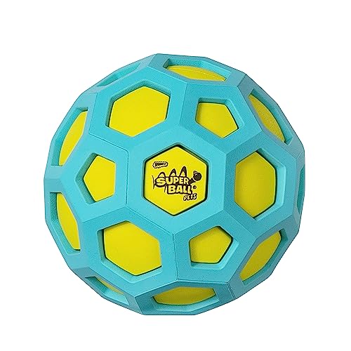 Wham-O Pets Superball Geo Squeak L – 10,2 cm Fußball-förmiger Hundeball mit speziellem Quietscher, leicht zu greifenden Rillen und langlebigem, BPA-freiem Gummi von Wham-O
