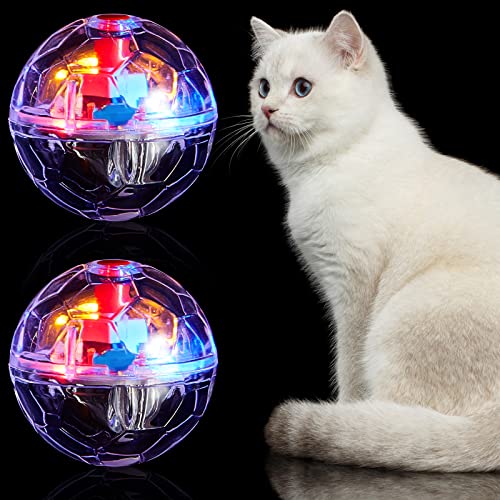 Sratte Katzenball, Geisterjagd, leuchtende Katzenbälle, Spielzeug, Bewegungs-LED, bewegungsaktiviert, blinkend, beleuchtet, interaktives Spielzeug, leuchtend, 2 Stück von Sratte