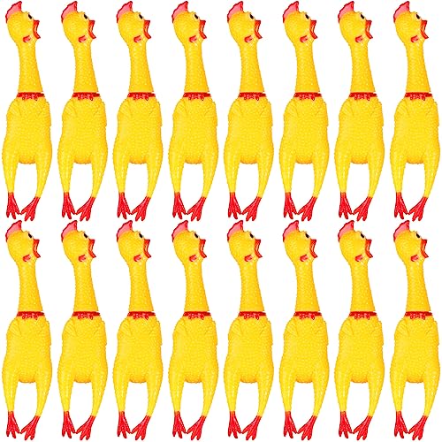 Hundespielzeug aus Gummi, Huhn, groß, gelb, Quietscher, langlebig, 38,1 cm, 16 Stück von Sratte