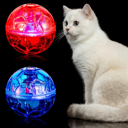 Sratte Katzenball, Geisterjagd, leuchtende Katzenbälle, Spielzeug, Bewegungs-LED, bewegungsaktiviert, blinkend, beleuchtet, interaktives Spielzeug, leuchtendes Spielzeug für Haustiere (Rosarot, von Sratte