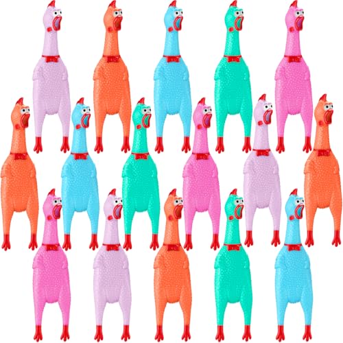 Sratte Schreiendes Huhn-Spielzeug, groß, Gummi, quietschendes Huhn-Spielzeug für Haustiere, Kau-Geschenke, Streich, 30,5 cm, Pastellfarbe, 16 Stück Sratte Schreiendes Huhn-Spielzeug, groß, Gummi, quietschendes Huhn-Spielzeug für Haustiere, Kau-Geschenke, Streich, 30,5 cm, Pastellfarbe, 16 Stück von Sratte