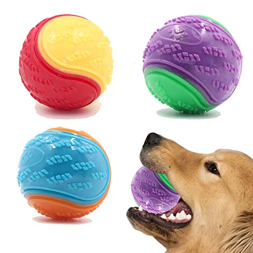 Sricam 3 x Quietschender Hundeball, Hundespielzeug Zähneputzen Welpe Kauspielzeug Haustier Training Ball Hund Interaktive Hund Ball von Sricam