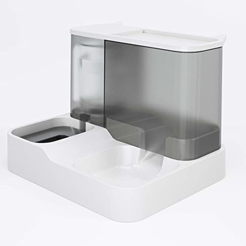 2-in-1-Automatischer Wasserfutterspender Haustiere mit Großer Kapazität und Transparentem Fenster Katzen und Hunde (Grau) von Srliya