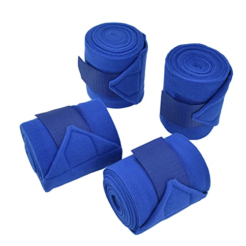 4 Stück Robuste Polyester-Pferdebeinbandage mit Reifen- und Schlaufenverschluss, Ideal für Pferde, Hunde, Kühe und Katzen in Blau von Srliya