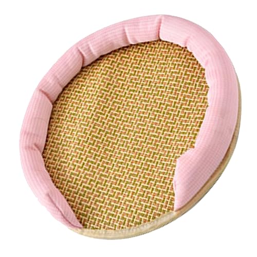 Haustier-Kühlmatte für den Sommer, Wasserdicht, Atmungsaktiv, Weich, Bequem, Handgewebt, für Katzen, Kühles Rattan-Pad für den Innenbereich (Rosa) von Srliya