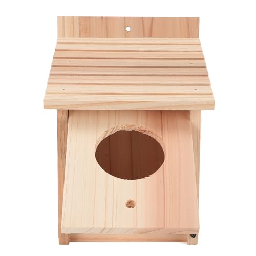 Holzvogelhaus 6 cm Eingangsfenster Im Freien Vogelbox, Tannenmaterial, mit Stehender Stange für Bluebirds, Robins, Kolibris von Srliya