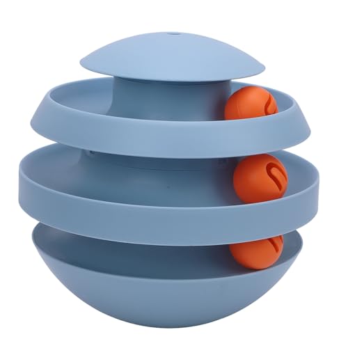 Srliya Catball -Spielzeug 360 Grad Rotierender Bissproof Reduzieren Langeweile Verbesserte Bewegung Innenkatze Cat Ball Toy für Zuhause (Dunstblau) von Srliya