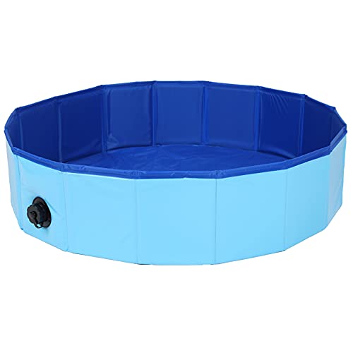 Srliya Faltbarer Haustierpool, Zusammenklappbare Hundebadewanne aus Kunststoff für Welpen, Kleine Katzen, für den Außen- und Innenbereich (Blau) von Srliya