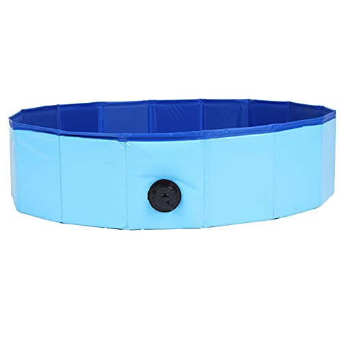 Srliya Faltbarer Haustierpool, Zusammenklappbare Hundebadewanne aus Kunststoff für Welpen, Kleine Katzen, für den Außen- und Innenbereich (Blau) von Srliya