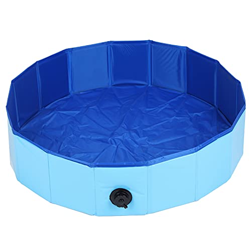 Srliya Faltbarer Haustierpool, Zusammenklappbare Hundebadewanne aus Kunststoff für Welpen, Kleine Katzen, für den Außen- und Innenbereich (Blau) von Srliya