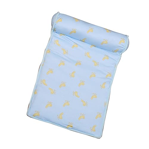 Srliya Haustier-Kühlmatte mit Kissen, Waschbar, Eisseide, Sommer-Haustier-Selbstkühlungsunterlage für Katzen und Kleine Mittelgroße Hunde (Blau) von Srliya