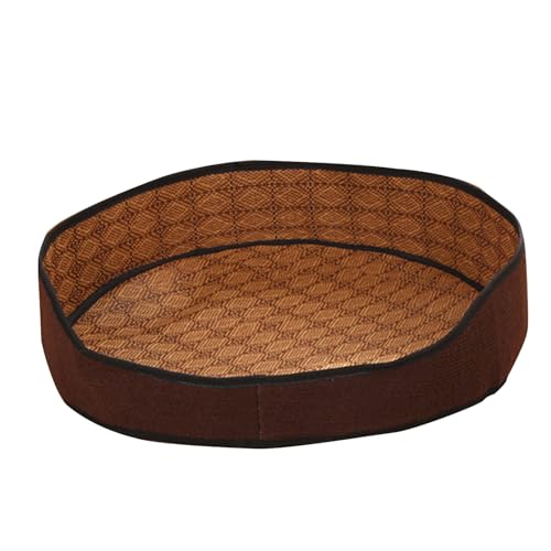 Srliya Haustier-Sommermatte, Gewebt, Rund, Abnehmbar, Waschbar, Bequemes Haustier-Kühlbett für Hunde und Katzen (Kaffee) von Srliya