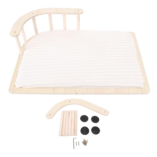 Srliya Katzen-Sofabett aus Holz, Katzen-Hängemattenbett, Erhöhtes Katzenbett aus Holz mit Zaun, Weiches Kissen, Warm, Einfache Montage, Reinigung, Katzen-Couchbett für Katzen, Kleine Srliya Katzen-Sofabett aus Holz, Katzen-Hängemattenbett, Erhöhtes Katzenbett aus Holz mit Zaun, Weiches Kissen, Warm, Einfache Montage, Reinigung, Katzen-Couchbett für Katzen, Kleine von Srliya
