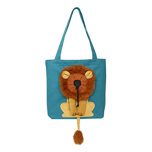 Srliya Löwenförmige Haustier-Schultertasche aus Segeltuch für Kleine Katzen und Hunde, Outdoor-Tragetasche, Reisehandtasche, Tragetuch (Blau) von Srliya