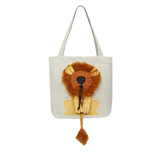 Srliya Löwenförmige Haustier-Schultertasche aus Segeltuch für Kleine Katzen und Hunde, Outdoor-Tragetasche, Reisehandtasche, Tragetuch (Hellgrau) von Srliya