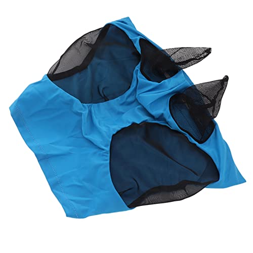 Srliya Pferde-Mesh-Fliegenmaske, Atmungsaktiv, Elastisch, Pferde-Gesichtsmaske mit Ohrenschutz, Reitausrüstung (Blau) von Srliya