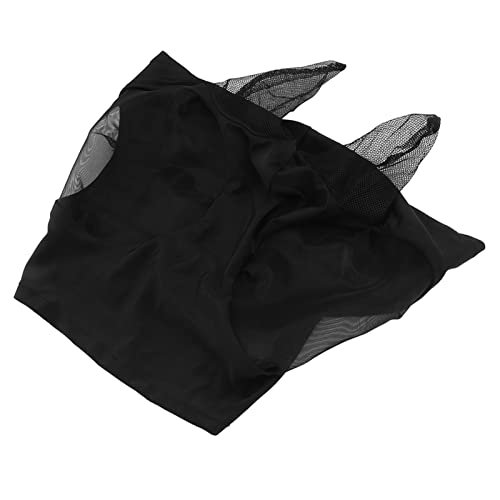 Srliya Pferde-Mesh-Fliegenmaske, Atmungsaktiv, Elastisch, Pferde-Gesichtsmaske mit Ohrenschutz, Reitausrüstung (Schwarz) von Srliya