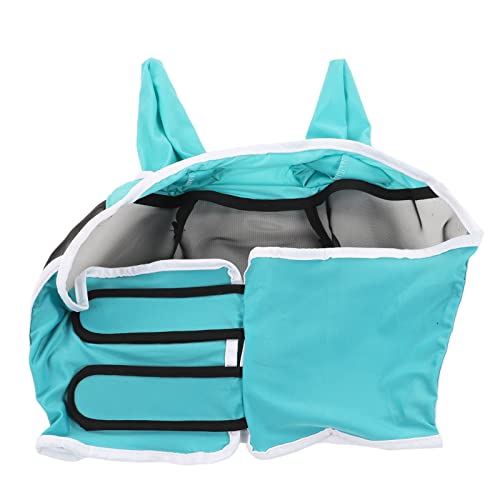 Srliya Pferdefliegenmaske aus Mesh, Elastischer UV-Schutz, Abnehmbare, Atmungsaktive Pferdefliegenmaske mit Ohren für Pferde (Blau Grün) von Srliya