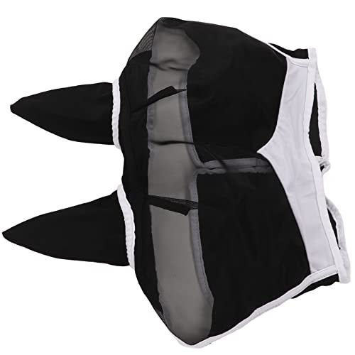 Srliya Pferdefliegenmaske aus Mesh, Elastischer UV-Schutz, Abnehmbare, Atmungsaktive Pferdefliegenmaske mit Ohren für Pferde (Schwarz) von Srliya