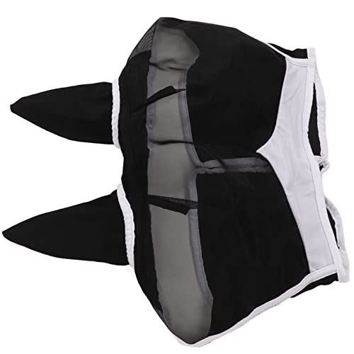 Srliya Pferdefliegenmaske aus Mesh, Elastischer UV-Schutz, Abnehmbare, Atmungsaktive Pferdefliegenmaske mit Ohren Pferde (Schwarz) von Srliya