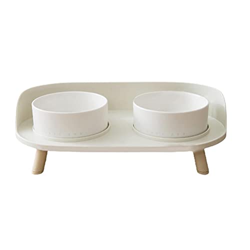 Srliya Runder Keramiknapf, für Hunde und Katzen, Wassernäpfe mit auslaufsicherem Design, Nackenschutz, abnehmbare Keramik-Futternäpfe (weiß) von Srliya