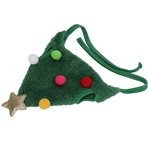 Verstellbare Weihnachtskopfbedeckung für Haustiere, Niedlicher Weihnachtsbaumhut für Hunde und Katzen, Winterkostüm-Zubehör (Grün) von Srliya