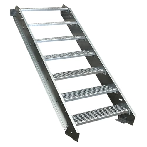 7 Stufen Stahltreppe Breite 90cm Geschosshöhe 100-140cm / Robuste Außentreppe/Wangentreppe/Stabile Industrietreppe für den Außenbereich/Inklusive Zubehör 7 Stufen Stahltreppe Breite 90cm Geschosshöhe 100-140cm / Robuste Außentreppe/Wangentreppe/Stabile Industrietreppe für den Außenbereich/Inklusive Zubehör von Srm-Design