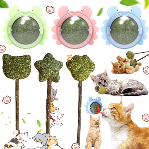 Srup 6 Stücks Katzenminze Ball, Drehbare Katzenminze, Cat Mint Ball, Katzenminze Bälle, Katzenminze Ball Wand für Reinigung von Katzenzähnen von Srup