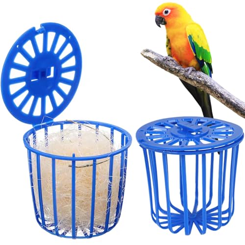 2pcs Vogelnest, 3, 0 x 3, 0 x 2, 6 Zoll Kunststoff hangbares Kanariennest mit Abdeckung, Vogelschachtelmaterial für Käfige von Ssguopte