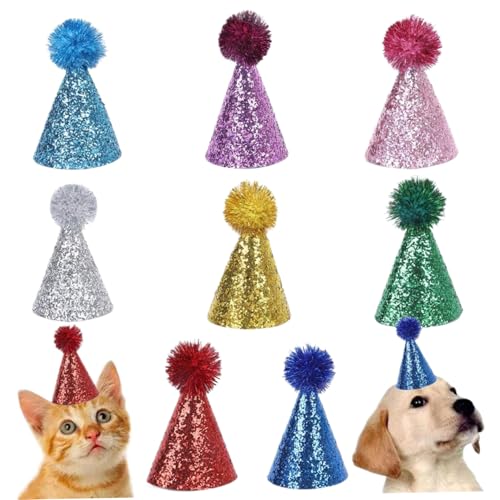 Ssguopte 8pcs Mini Party Hüte, 3, 2 x 5, 1 Zoll Leder Verstellbares, glänzender Hundeparty Hut, Wiederverwendbare Katzengeburtstagdekorationen für Welpen, Kätzchen Geburtstagsgeschenk Ssguopte 8pcs Mini Party Hüte, 3, 2 x 5, 1 Zoll Leder Verstellbares, glänzender Hundeparty Hut, Wiederverwendbare Katzengeburtstagdekorationen für Welpen, Kätzchen Geburtstagsgeschenk von Ssguopte
