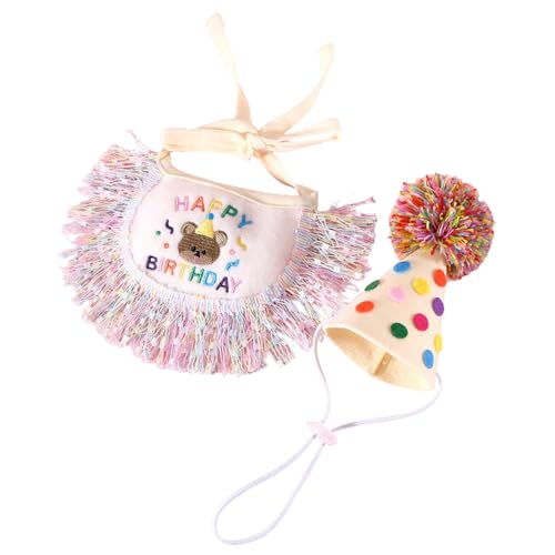 Ssguopte Cat Birthday Set, süßer Bandana-Schal und Geburtstagshut mit Pom-Pomen für kleine Hunde und Katzen Ssguopte Cat Birthday Set, süßer Bandana-Schal und Geburtstagshut mit Pom-Pomen für kleine Hunde und Katzen von Ssguopte