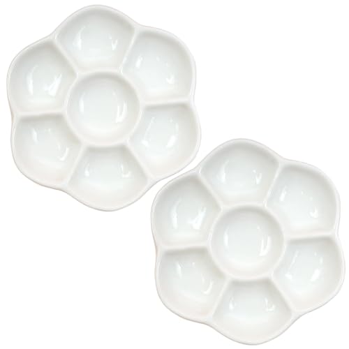 Einsiedlerkrebs-Futternapf, 2 Stück Keramik-Futter- und Wassernapf mit 7 Fächern, 8, 9 cm, Aquarium-Zubehör für Schnecken, Geckos, Eidechsen, Haustiere von Ssguopte