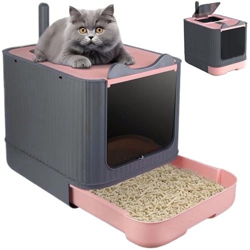 Geschlossene Katzenstreukästen, 2 Türen mit Kapuzenkasten mit Filter, Schaufel und abnehmbar von Ssguopte