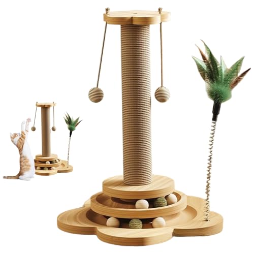 Katze Kratzer nach 18 Zoll hohen Sisal Cat Croboker mit hängenden Kugeln interaktiver Kratzerpfosten für Innenkätzchen Katze Kratzer nach 18 Zoll hohen Sisal Cat Croboker mit hängenden Kugeln interaktiver Kratzerpfosten für Innenkätzchen von Ssguopte