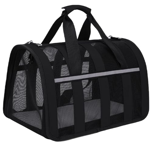 Katzenträgerbeutel, atmungsaktierbare Faltbare Katzenbeutel, Reißverschluss Katzenträger mit Tasche und abnehmbarem Riemen, reflektierender tragbarer Hundträger für Bad, Tierarzt, Ausgehen, m von Ssguopte
