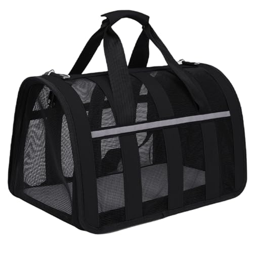 Katzenträgerbeutel, atmungsaktive Faltbare Katzenbeutel, Reißverschlusskatzentasche mit Tasche und abnehmbarem Riemen, reflektierender tragbarer Hundeträger für Bad, Tierarzt, Ausgehen, s von Ssguopte