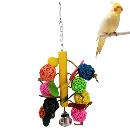Papageienspielzeug, hölzerner Vogelkauspielzeug, Food Grade Vogelspielzeug mit bunten Rattan -Ballschnur Hängende Seilglocken Shot -Spielzeug für darlegende afrikanische Grautöne Grays Brudeln Papageienspielzeug, hölzerner Vogelkauspielzeug, Food Grade Vogelspielzeug mit bunten Rattan -Ballschnur Hängende Seilglocken Shot -Spielzeug für darlegende afrikanische Grautöne Grays Brudeln von Ssguopte