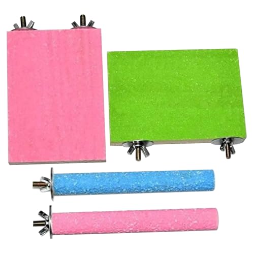 Ssguopte 4pcs Vogelstange, Stick- und Brett -Papagei -Barsch, Kratzfeste hölzerne Vogelperch, farbenfroher Papagei -Barsch -Barsch, Schraube an Vogelstange zum Käfig von Ssguopte