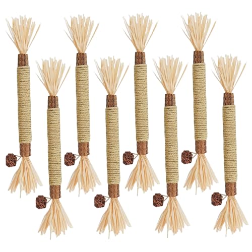 Ssguopte 8pcs Katzenkaustock 8, 66 Zoll verdicken Natrual sicheres interaktiver Katze Gras -Kinderstock für Innenhüter von Ssguopte