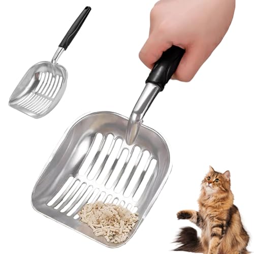 Ssguopte Katzenstreu-Schaufel, 13, 6 x 5, 3 Zoll hohles Katzenstreu-Schaufel, einfaches Waschen von Nicht-Stick-Hochleistungs-Aluminiumlegierung mit Hängenden Loch für Zuhause von Ssguopte