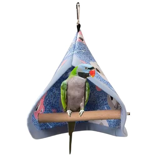 Ssguopte Vogelnest, hängende Sittichnest, warme Zelt Vogelhängematte mit Haken für Käfig dreiecksgedruckte Leinwand Höhle Happy Hut für Cockatiel Lovebird Cockatoo von Ssguopte