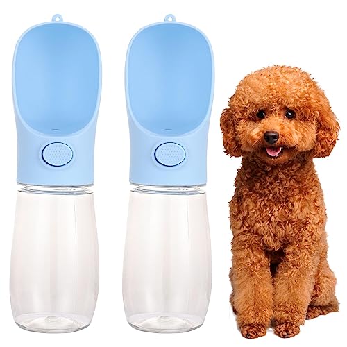 Ssiyiya 2 Stück Hunde-Wasserflaschen zum Spazierengehen, 450 ml, tragbarer, auslaufsicherer Hunde-Wasserspender mit Aktivkohlefilter, Reise-Trinkflasche für Haustiere, Welpen, Spaziergänge im Freien, von Ssiyiya